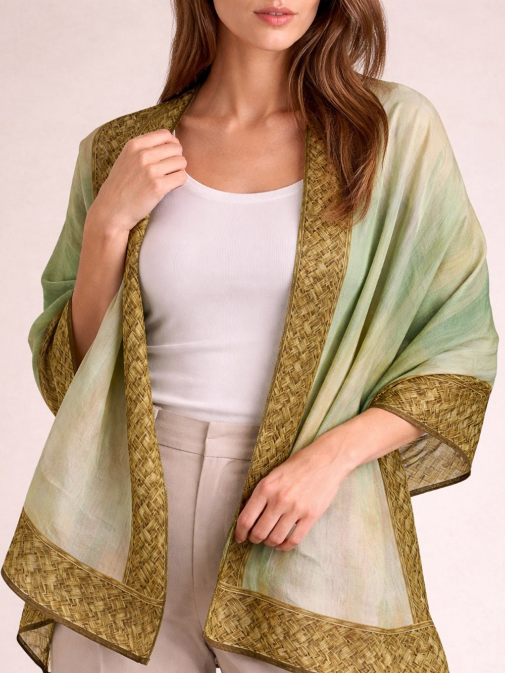 gianfranco ferre Weaver Print scarf green Silk Scarf Women’s Size 65X53”